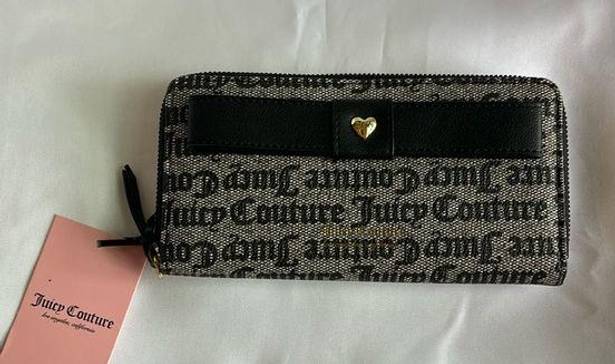 Juicy Couture Peek a Bow Zip Around Wallet Black / Gray