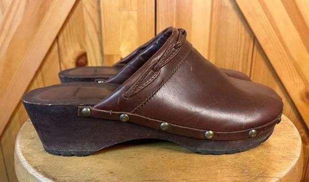 Ruff Hewn  Wood Clogs 7M Brown Leather