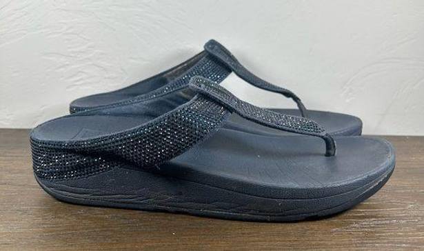 FitFlop  Women's Blue Sparle Lulu Thong Sandals size 8