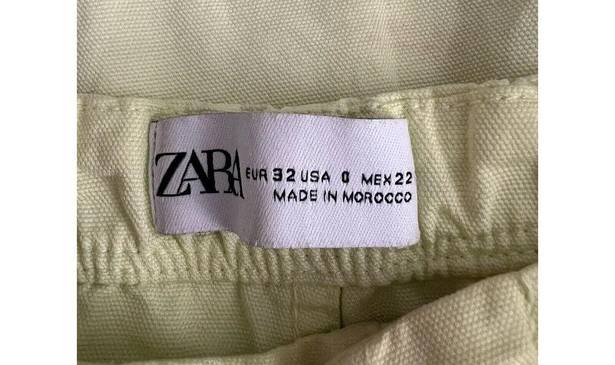 ZARA  Yellow Green Cargo Pants With Pockets Sz 0