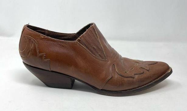 Guess Vintage  Brown Leather Western Cowboy Pointy Toe Booties Boots womens 9