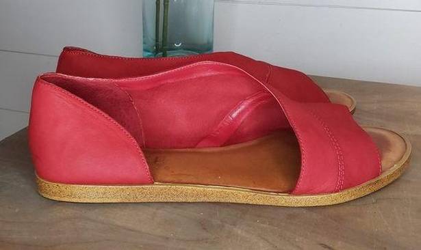 1. State  Red Leather Celvin Slip On Open Almond Toe Sandals Size 10