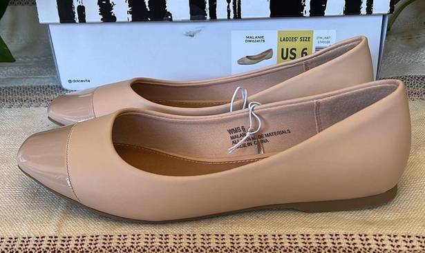 DV by Dolce Vit 🤍 NEW Women’s DV Dolce Vita Malanie Nude Cap Toe Square Slip-On Ballet Flats 🤍