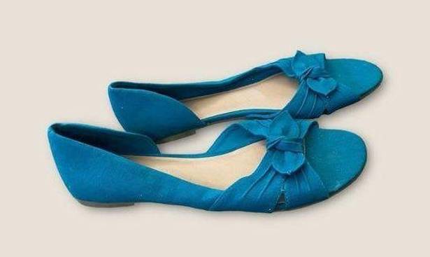 Fioni  Open Toe Dorsay Flats Turquoise 8.5