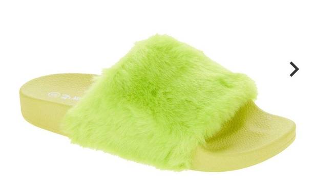 PacSun Neon Green Furry Slides