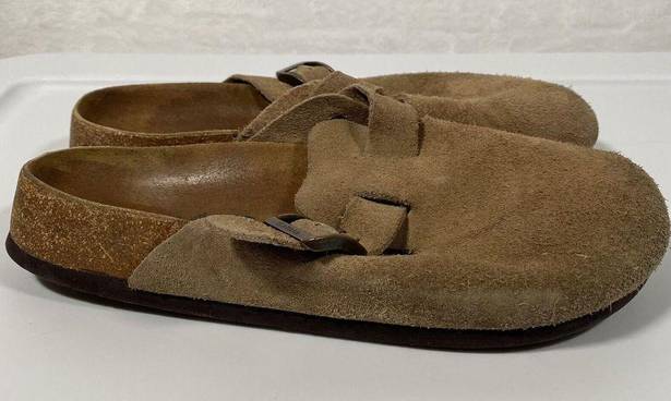 Birkenstock  Boston Suede Clogs Soft Footbed Beige Womens EU 38N US W7 -some wear