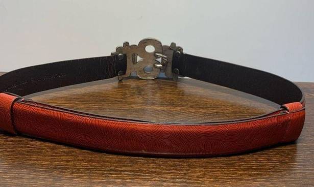 Chico's , leather silver jeweled slide fit belt size small/medium ￼