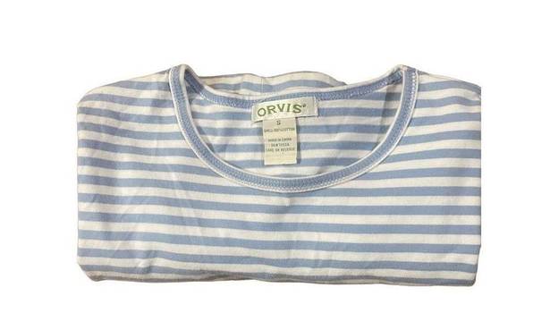 Orvis  light blue & white striped long sleeve blouse sz small