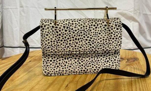 M2Malletier La Fleur Du Mal Leopard Calf Hair Shoulder Clutch Bag White/Black