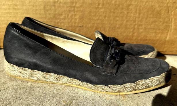 Salvatore Ferragamo  Espadrilles Flat Shoes Slip On Suede Leather Black 8