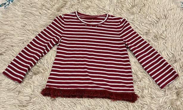 Kate Spade  fringe striped blouse size medium