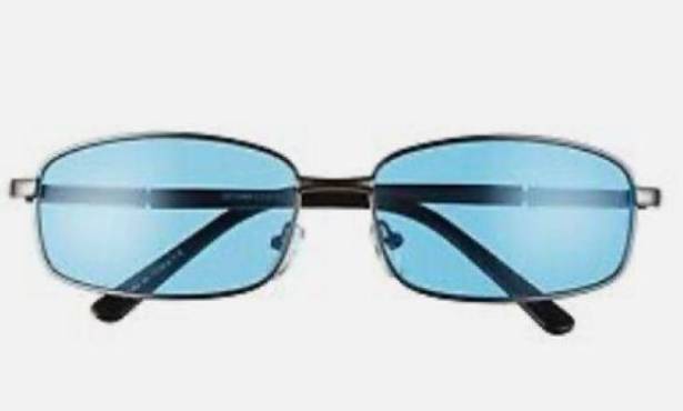 BP . 58mm Rectangular Wire Blue Lense Sunglasses NEW