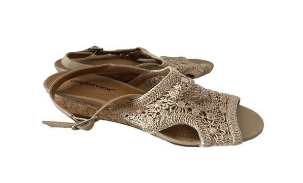 Comfortview  Tan Knit Wedges Sz 8