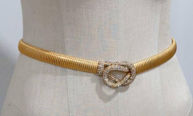 William De Lillo Vintage 60s Signed Rhinestone Gold Metal Stretch Belt