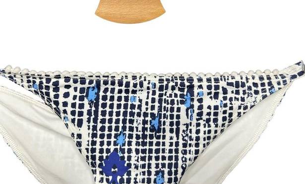 Poupette St. Barth  Lucy Pom Trim Dotted Bikini Bottom Navy Blue Size XS