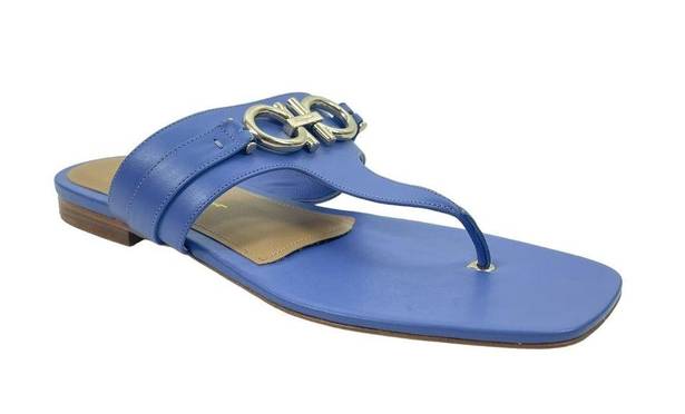 Salvatore Ferragamo  Riki Calfskin Gancini Bit Thong Sandals Size 9C