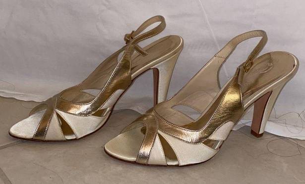 Bebe Italian Leather Gold Heels