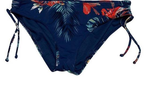 Roxy  Blue Tropical Hawaiian Floral Swim Bathing Suit Bottoms Women's Size Large