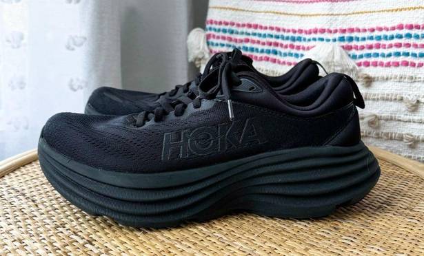 Hoka  One One Bondi 8 Black Low Top Road-Running Sneakers Women’s Size 7.5