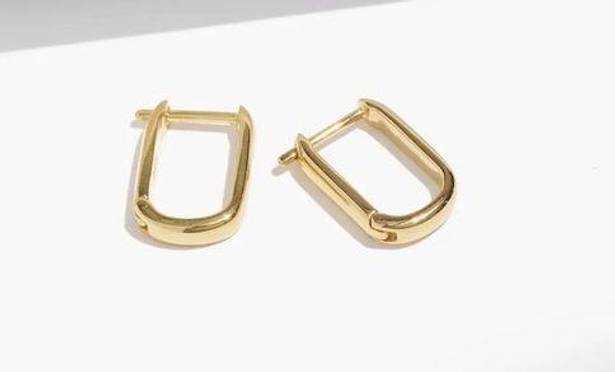 Madewell NWT  Demi-Fine Carabiner Hoop Earrings 14K Gold