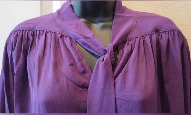 Krass&co NY& Purple Blouse With Bow Tie Front Size XL Women’s Top NWT