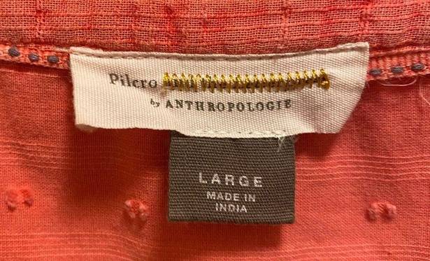 Pilcro  By Anthropologie Coral Mila Draped Button Down Blouse Size L