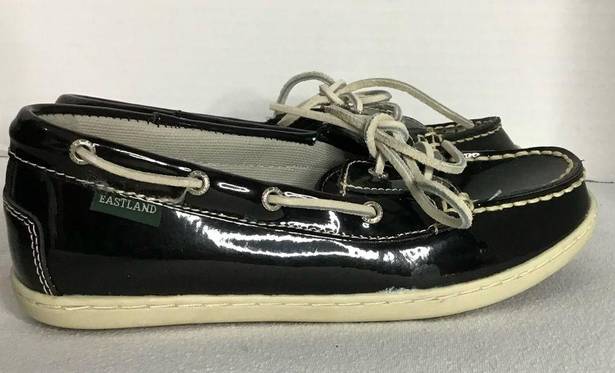 EastLand  Solid Black Womens Rosy Boat Shoes  Lace Up Leather Size 7M