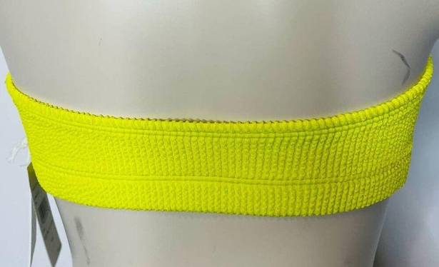 Good American NWT  Bikini Top XS Electric Yellow Strapless Crinkle Swimwear Beach