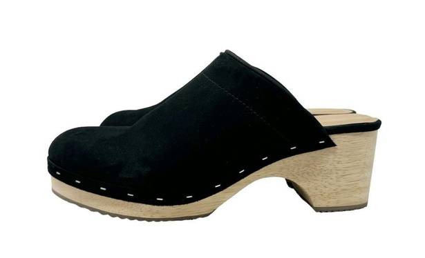 Loft  New Leather Wooden Heel Clogs Black Womens Size 9