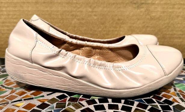 FitFlop  F-Pop Ballet Flats Slip On Almond Toe Casual Leather Beige Cream 40 9.5