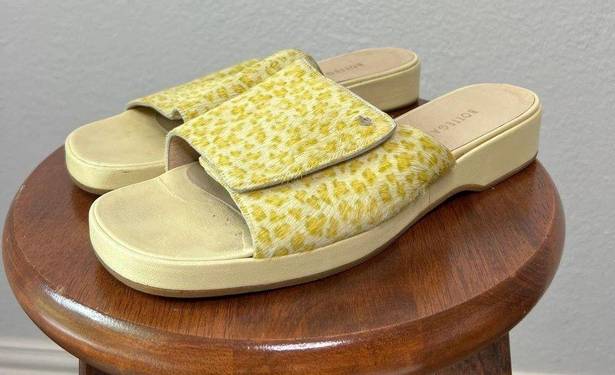 Bottega Veneta  Pony Hair Green Yellow Cheetah Slides Sandals