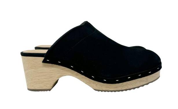 Loft  New Leather Wooden Heel Clogs Black Womens Size 9