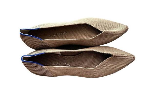 Rothy's Rothy’s The Pointy  Ecru Beige Tan Slip On Flats Tortoise Sole Women’s Size 9