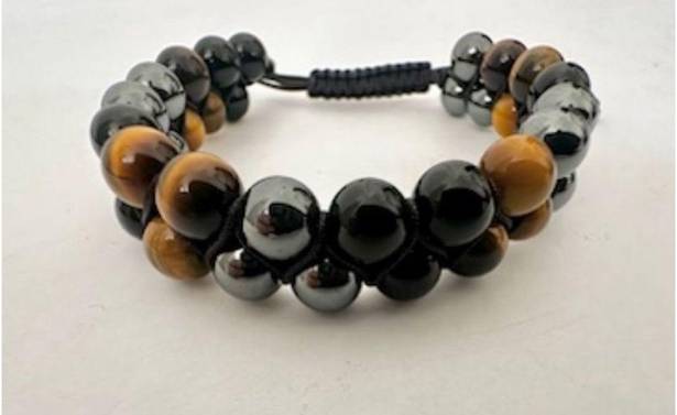 Onyx Tigers eye,  and hematite triple protection bracelet