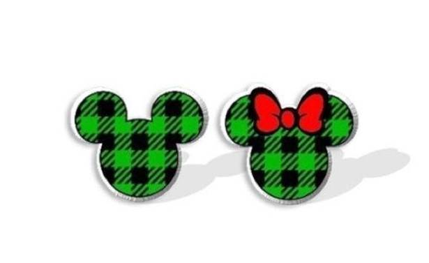 Disney earrings- green plaid