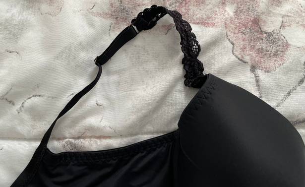 Natori Bra Black Body Double with Lace Full Fit, size 34DD