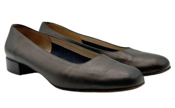 Salvatore Ferragamo  Shoes Bronze Italian Leather Square Toe Flats Women’s Size 9