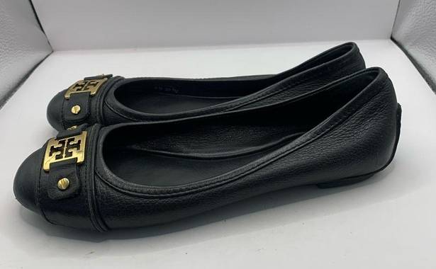 Tory Burch  CLINES Pebble Leather Black Open Toe Ballet Flats 7M Used