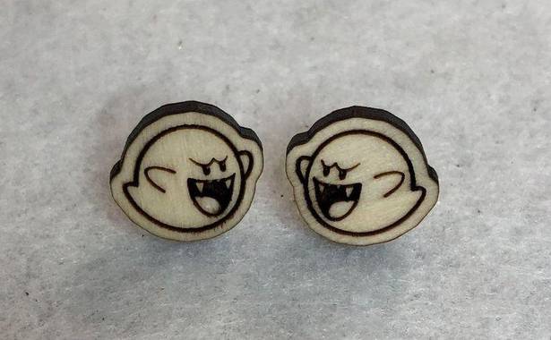 Nintendo Super Mario Boo Wood Stud Earrings