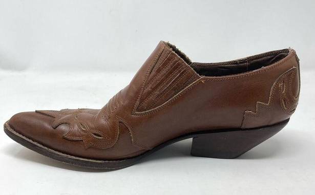 Guess Vintage  Brown Leather Western Cowboy Pointy Toe Booties Boots womens 9