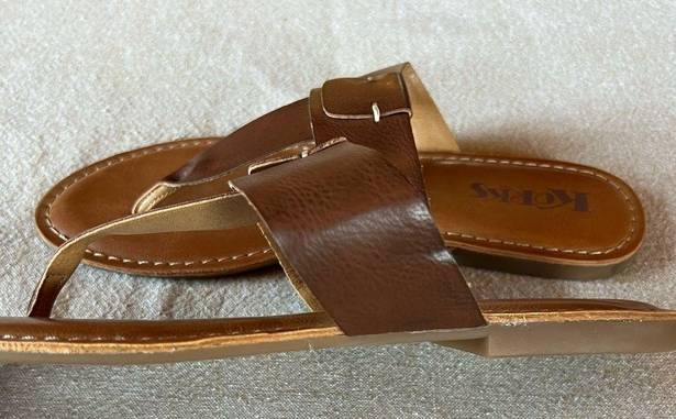 Kork-Ease Korks Dawn Brown Leather Sandal Thong Slide On NEW Size 9