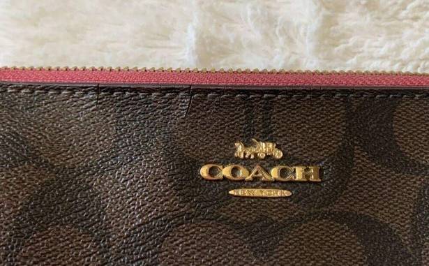 Coach  Double Corner Monogram Zip Wallet Wristlet