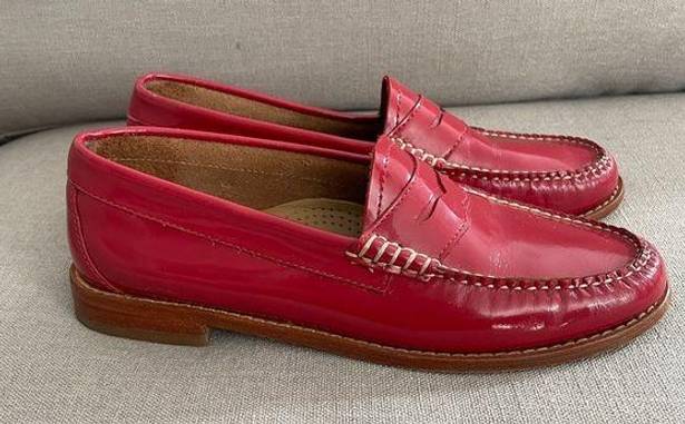 Krass&co G.H. Bass & . Whitney Weejuns Penny Loafers Patent Red Flats Women’s Size 6.5