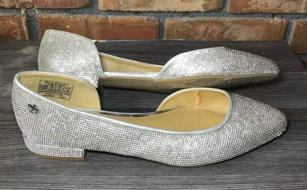 Juicy Couture Womens  Rhinestone Ballet Flats Size 7.5 Silver Slip On Shoe