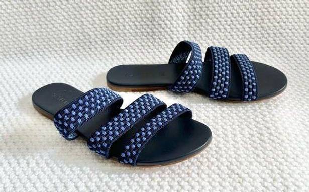 Rothy's  The Triple Band Slides Sandasl Cobalt Navy Women 7.5 Textile Washable