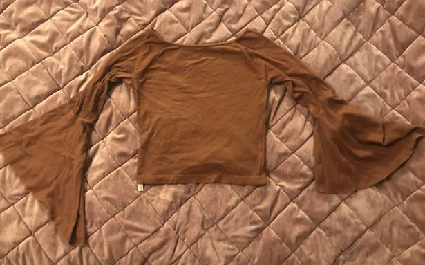 Brown Bell Sleeve Top