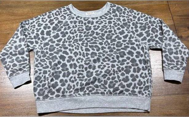 Grayson Threads Women's Size L Gray Sweatshirt Leopard Animal Print Pullover