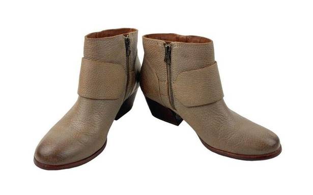 Kork-Ease * Isa Taupe Leather Booties Womens Size 6.5 Moto Buckle Zip Strap Boots