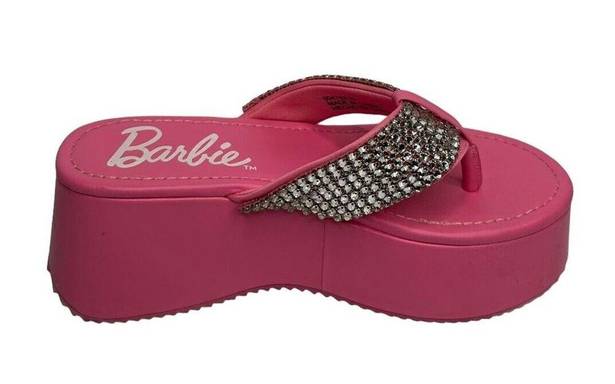 Forever 21  Barbie Rhinestones Wedge Platform Sandals PINK Womens Size 8.5 Retro