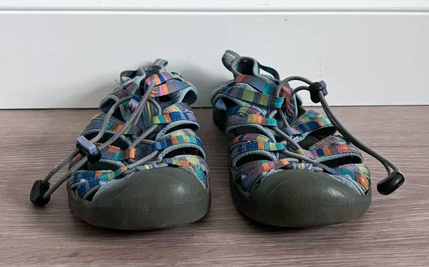 Keen shoes size 6 water sandals Whisper camping hiking blue grey rainbow